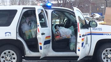 Police cruiser full of donations
