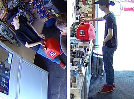 Surveillance footage of Schemegelsky purchasing a jerry can of gas from a gas station